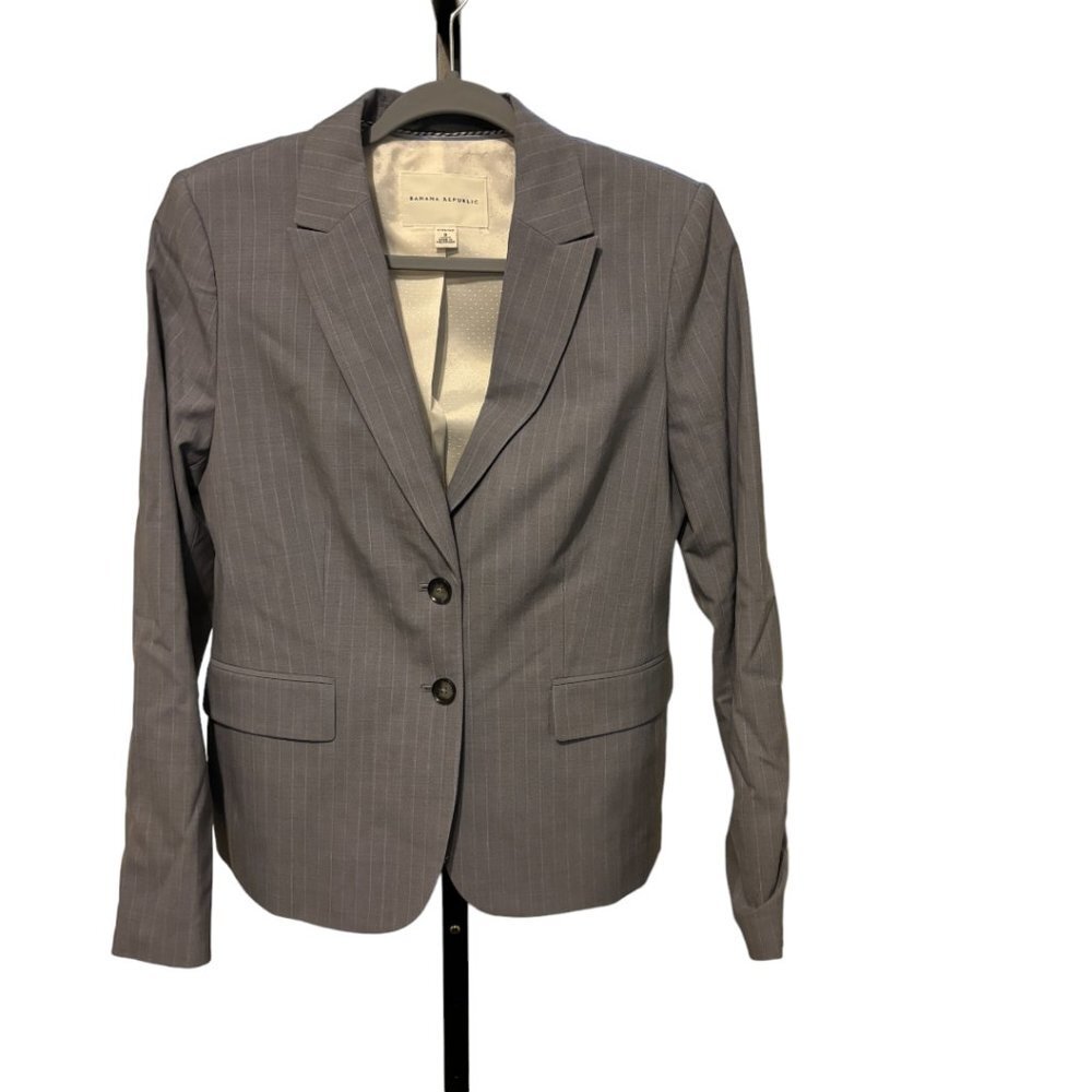 Banana Republic Gray Pinstripe Blazer Wool Blend
